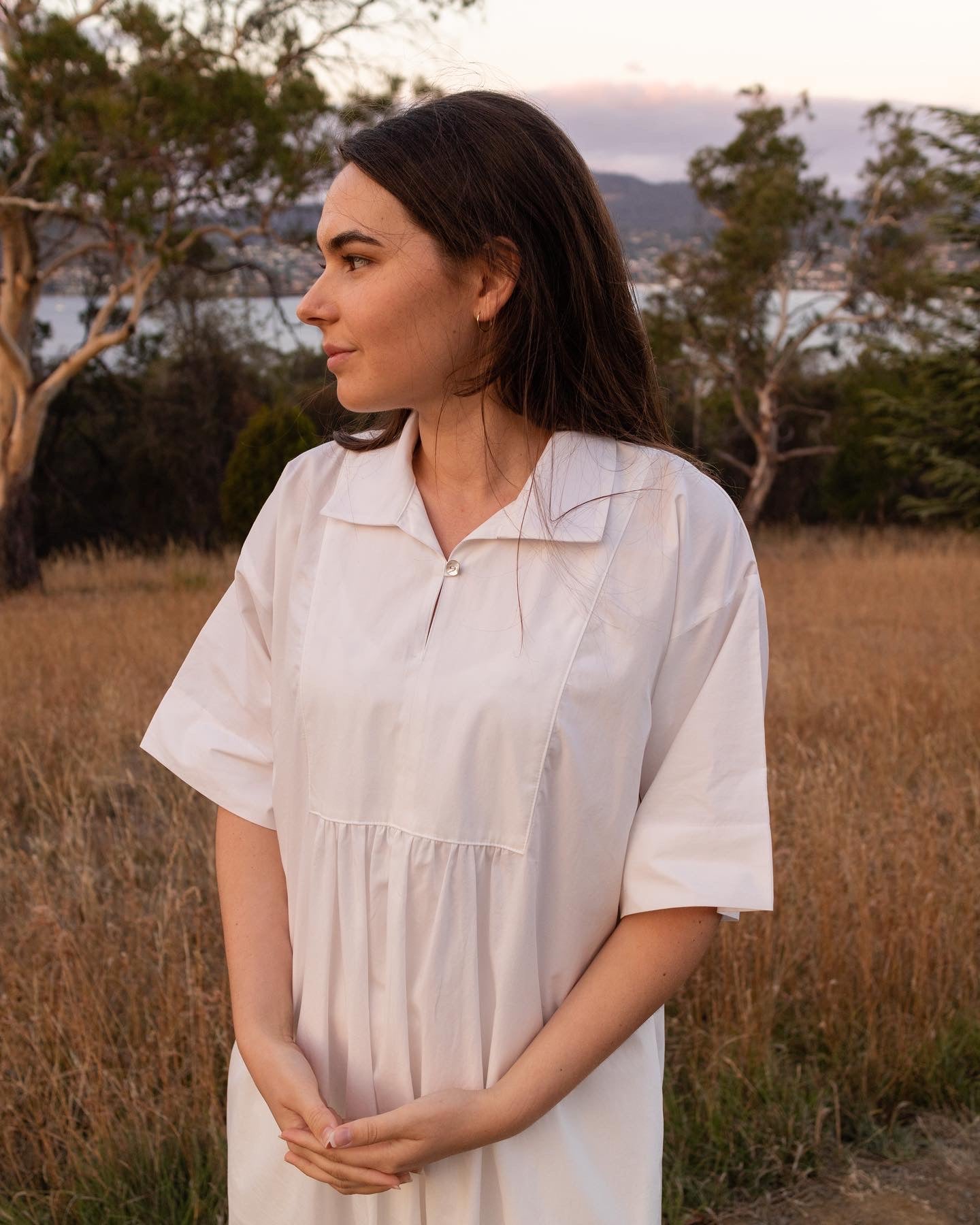 White Cotton Ade Shirt Dress Size 10