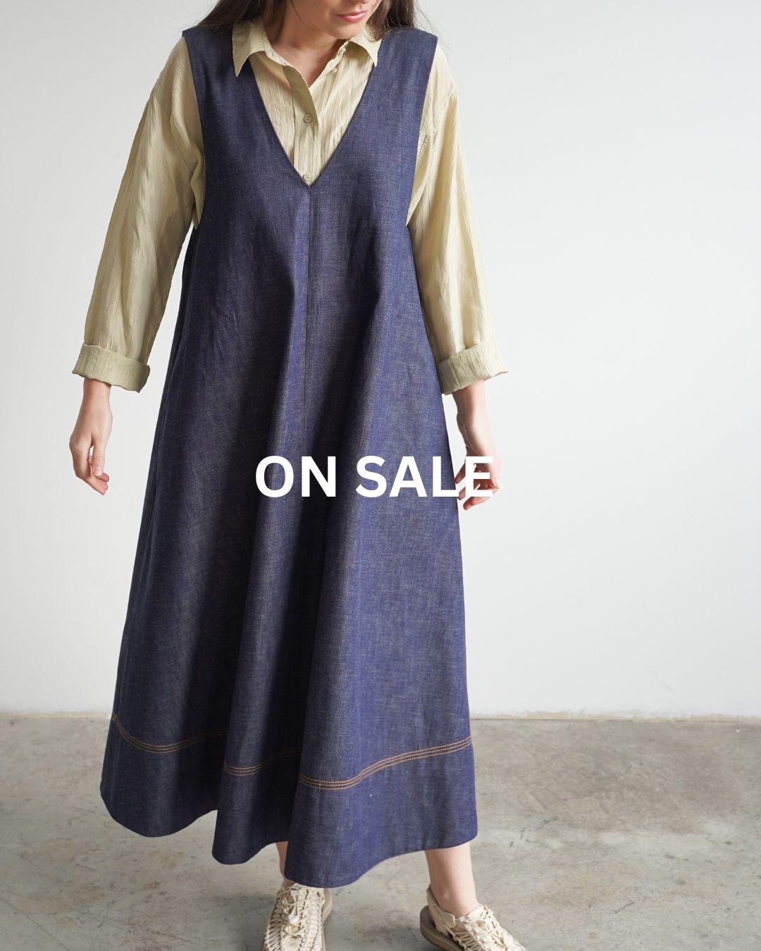 Ora Pinafore Dress - Japanese Denim