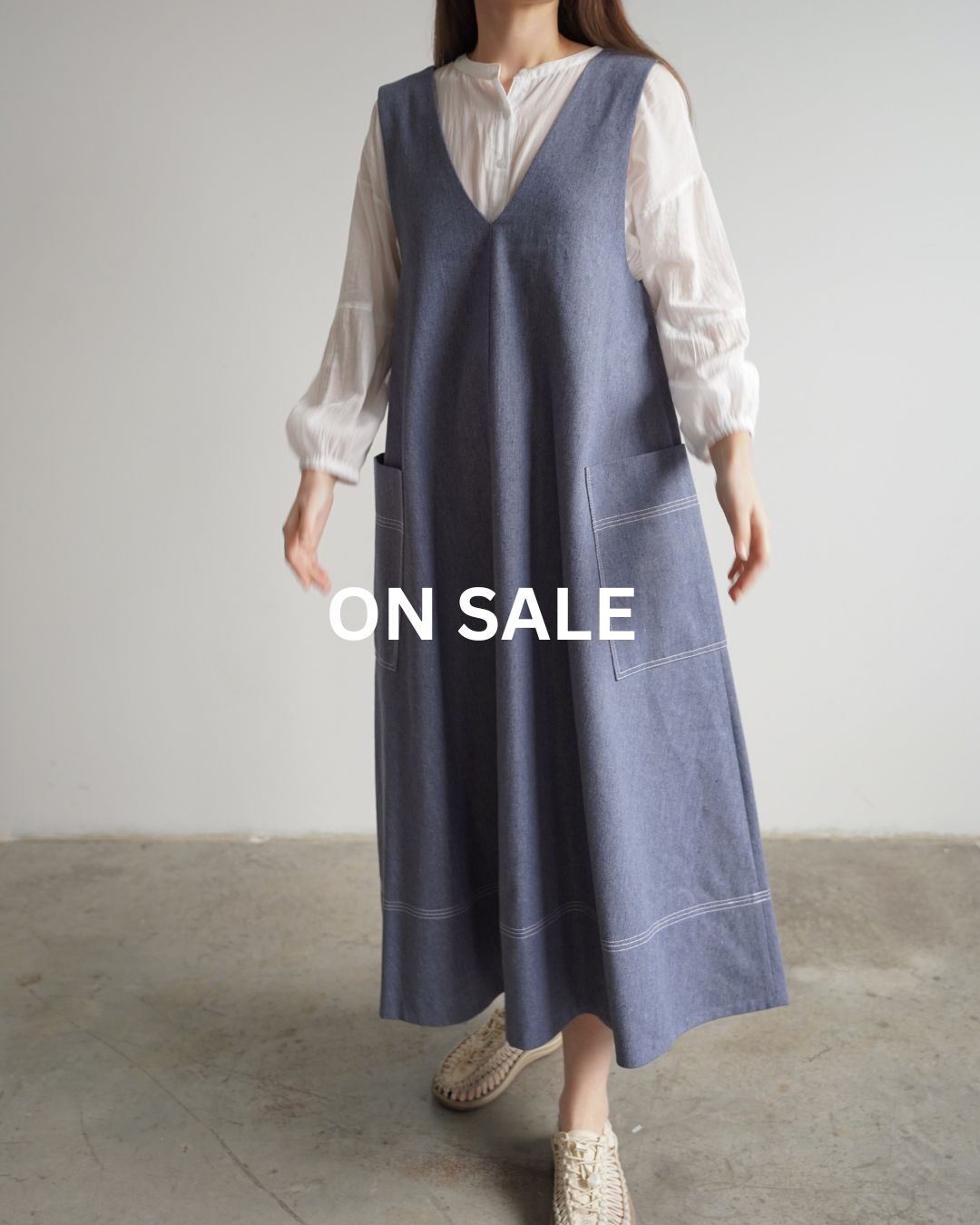 Ora Pinafore Dress - Recycled Denim