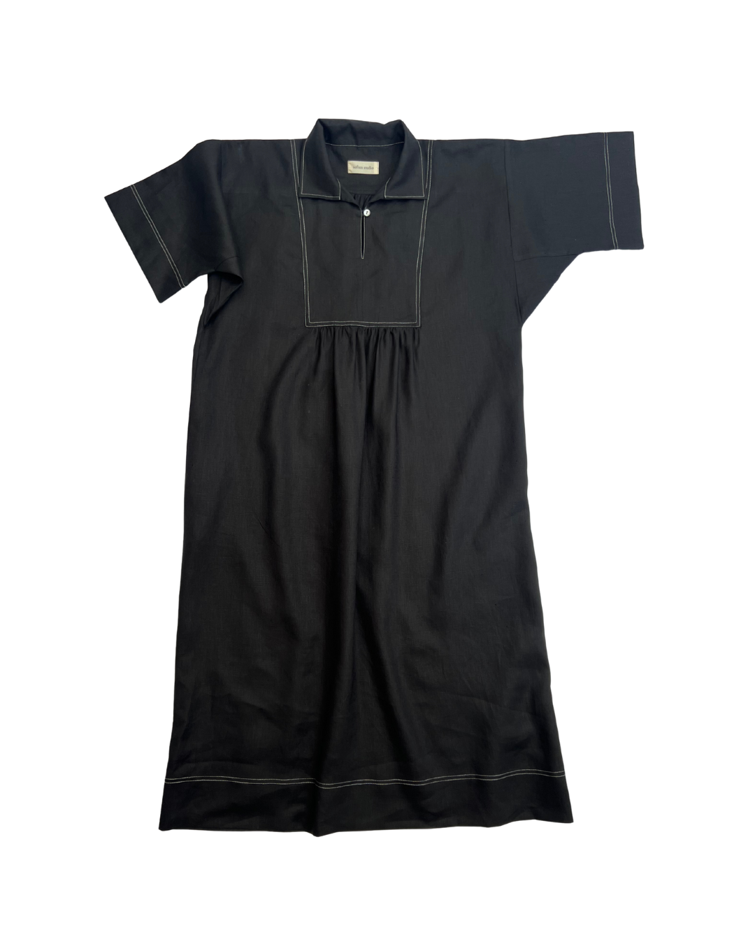 Black Linen Ade Shirt Dress Size 10