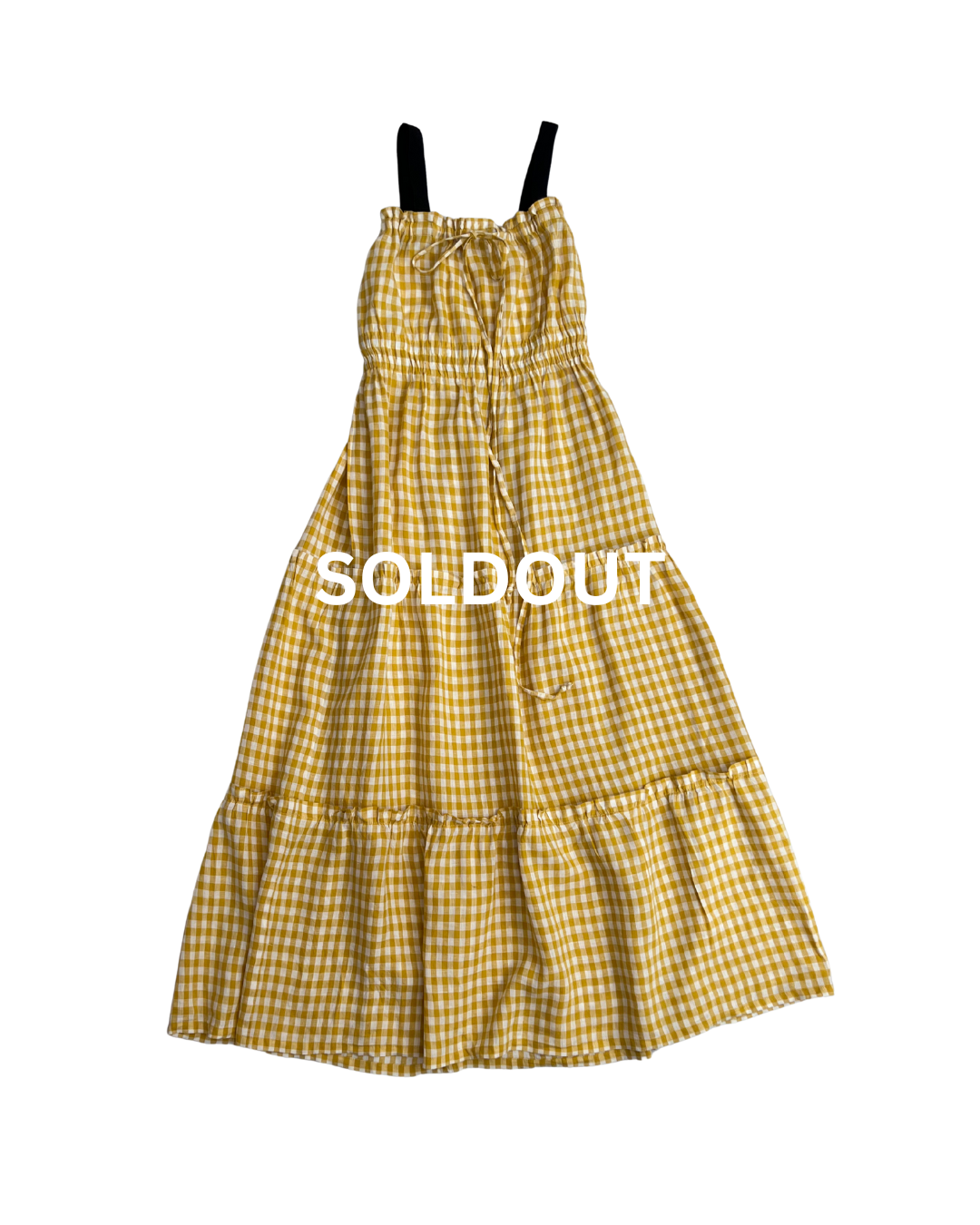 Yellow Linen Gingham Tier Dress Size 10