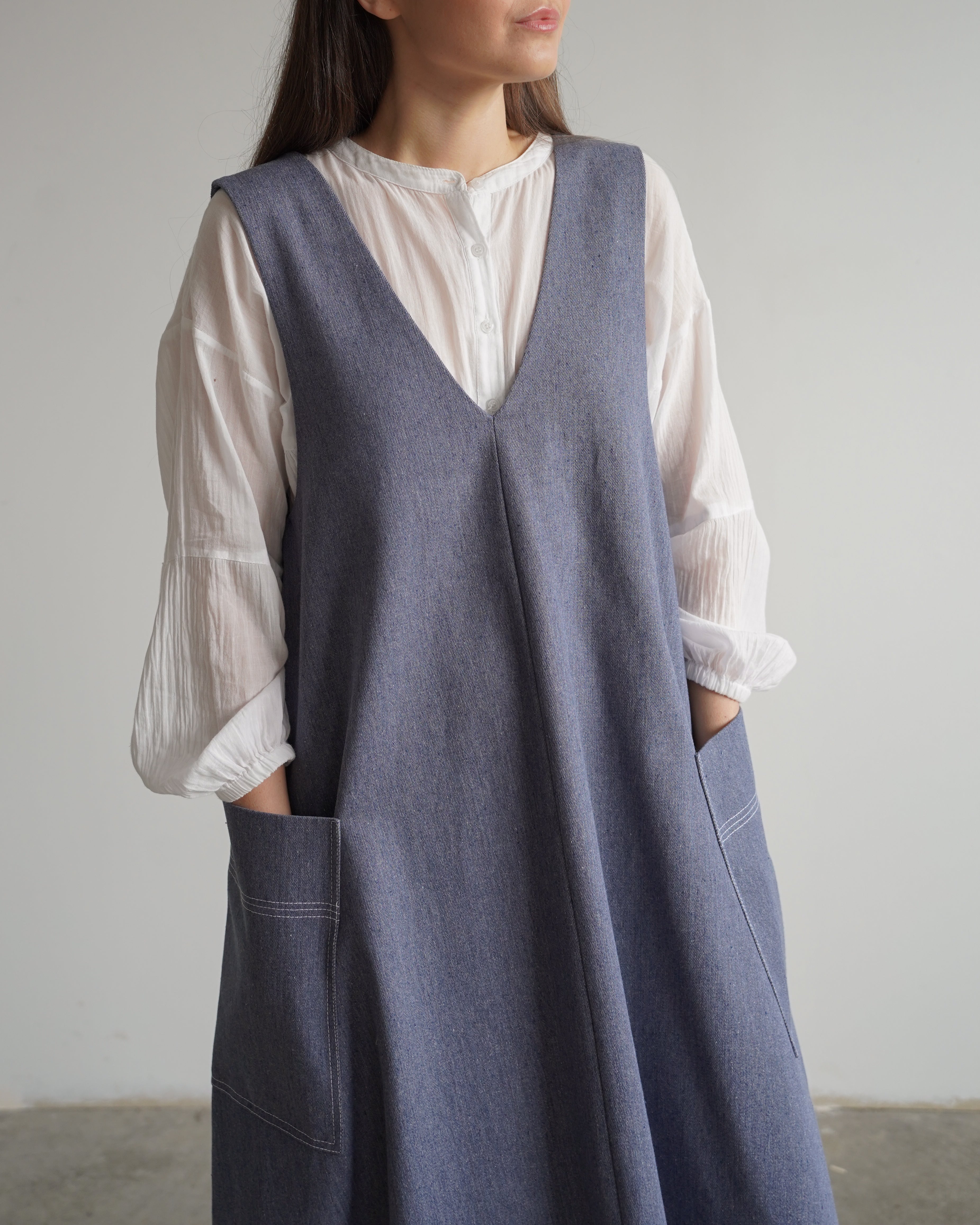 Ora Pinafore Dress - Recycled Denim