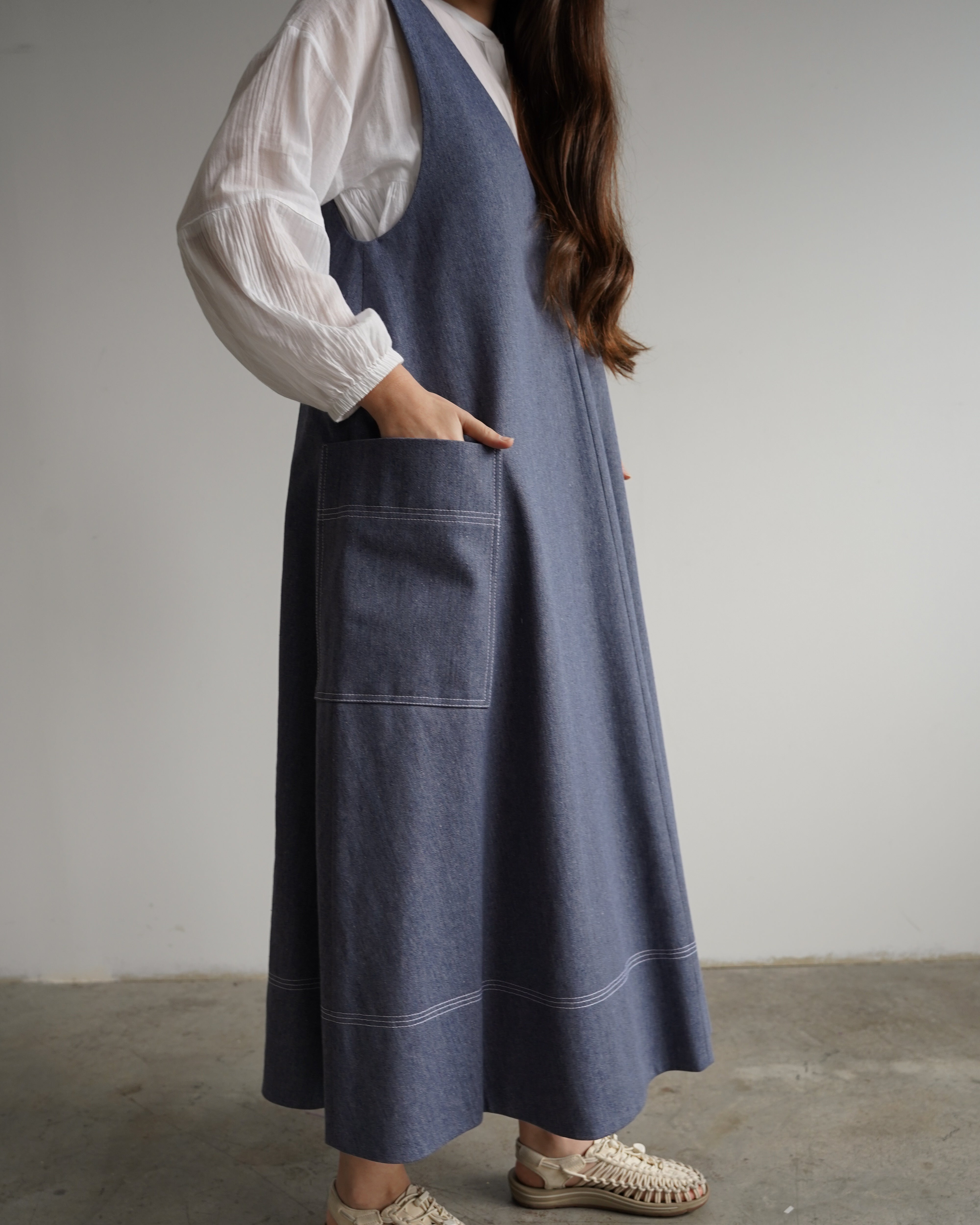 Ora Pinafore Dress - Recycled Denim
