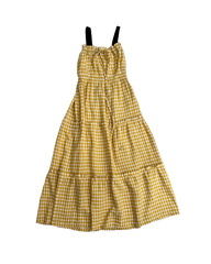 Yellow Linen Gingham Tier Dress Size 10