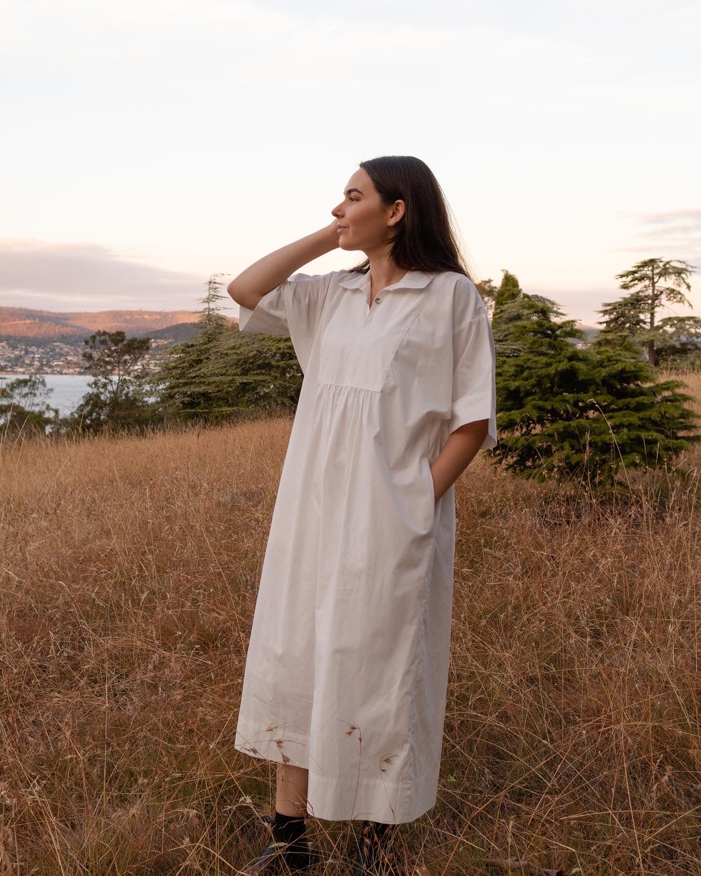 White Cotton Ade Shirt Dress Size 10