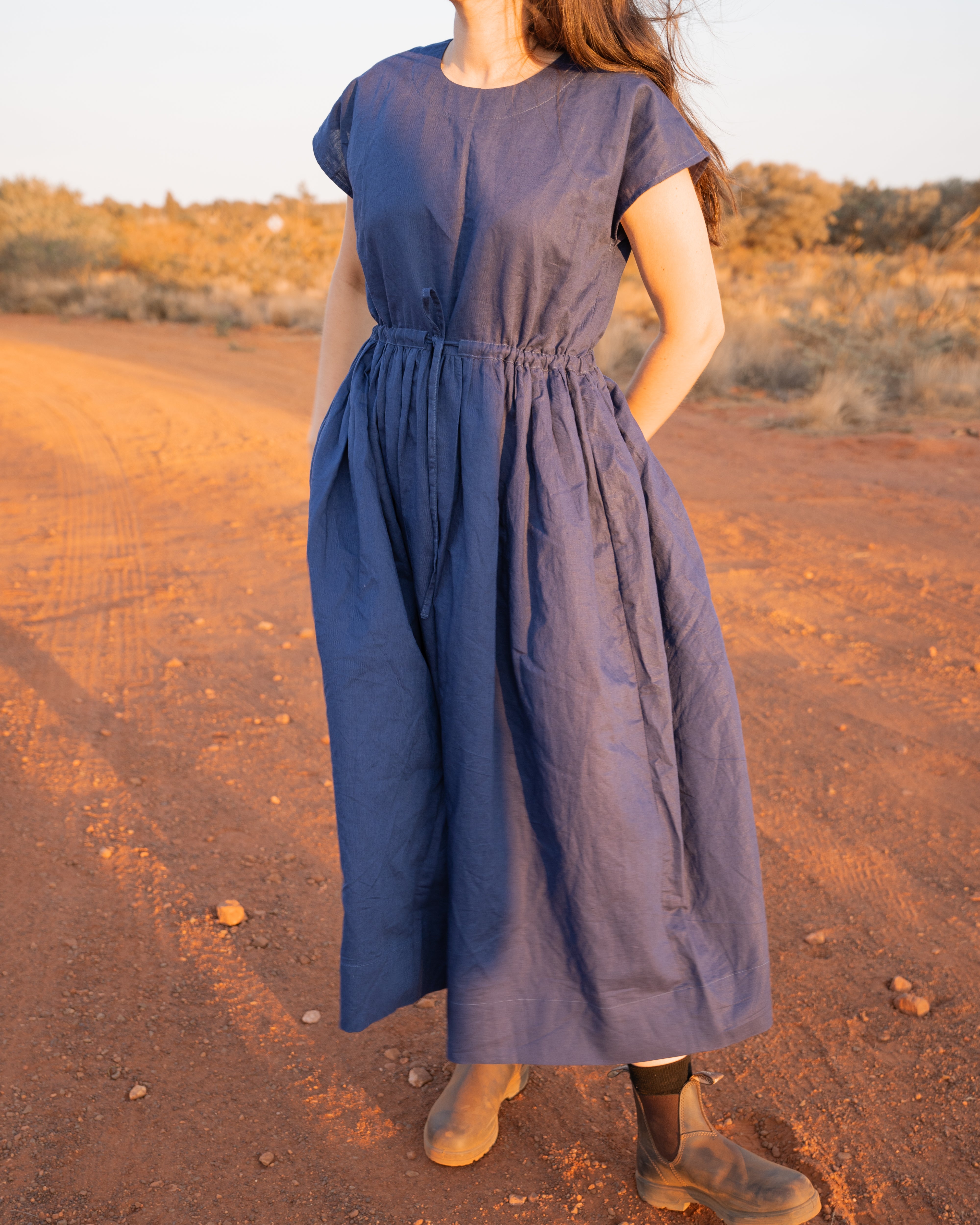 Navy Linen Wyn Dress Size 10