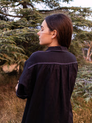 Black Linen Ade Shirt Dress Size 10