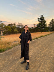 Black Linen Ade Shirt Dress Size 10