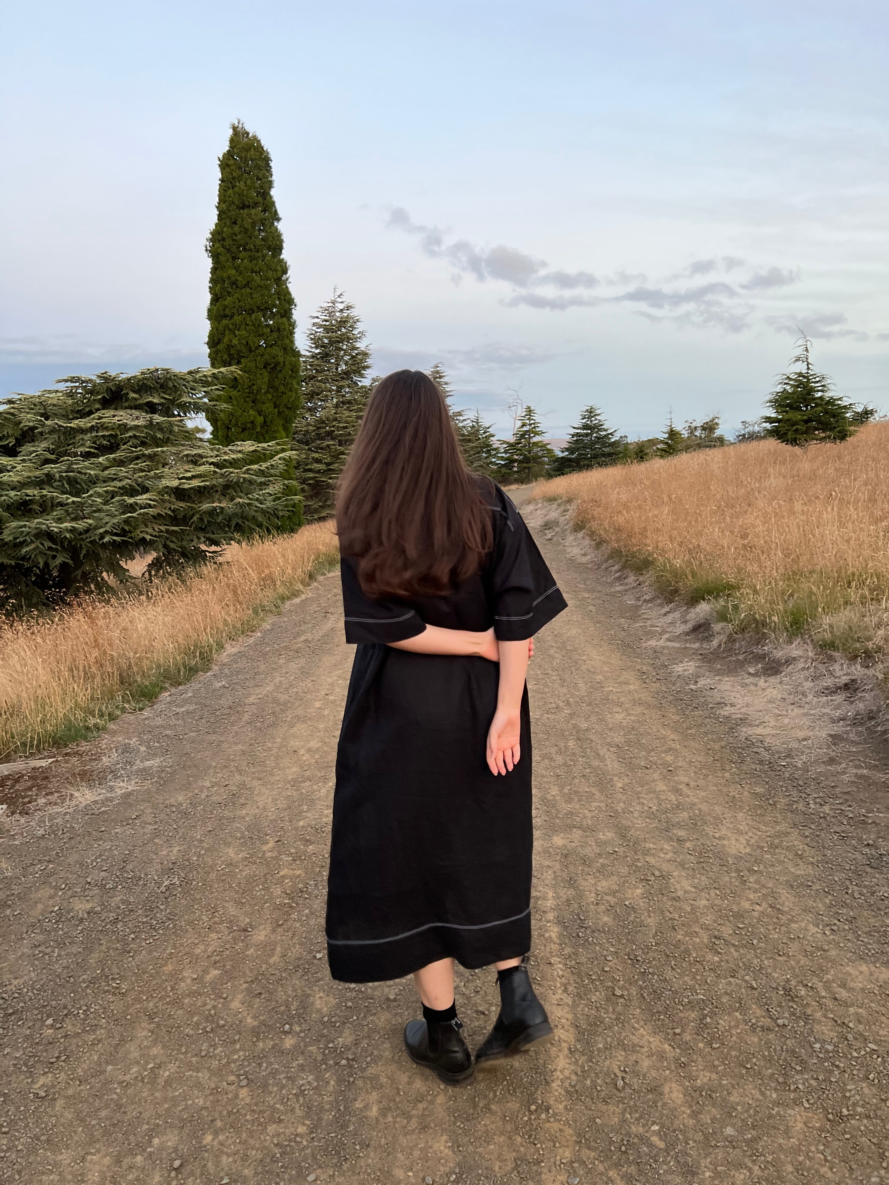 Black Linen Ade Shirt Dress Size 10