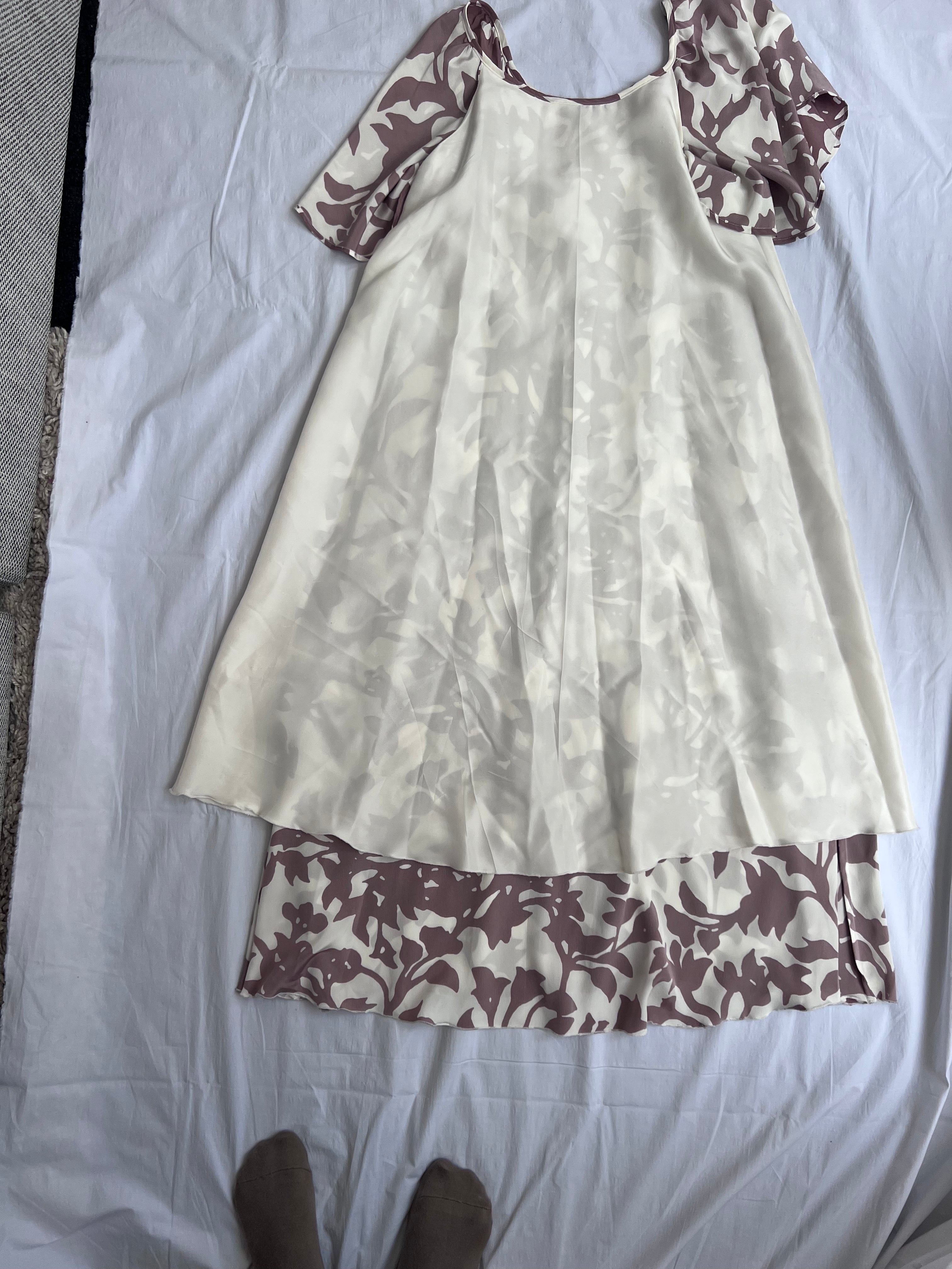 Printed Silk Frill Neckline Size 10