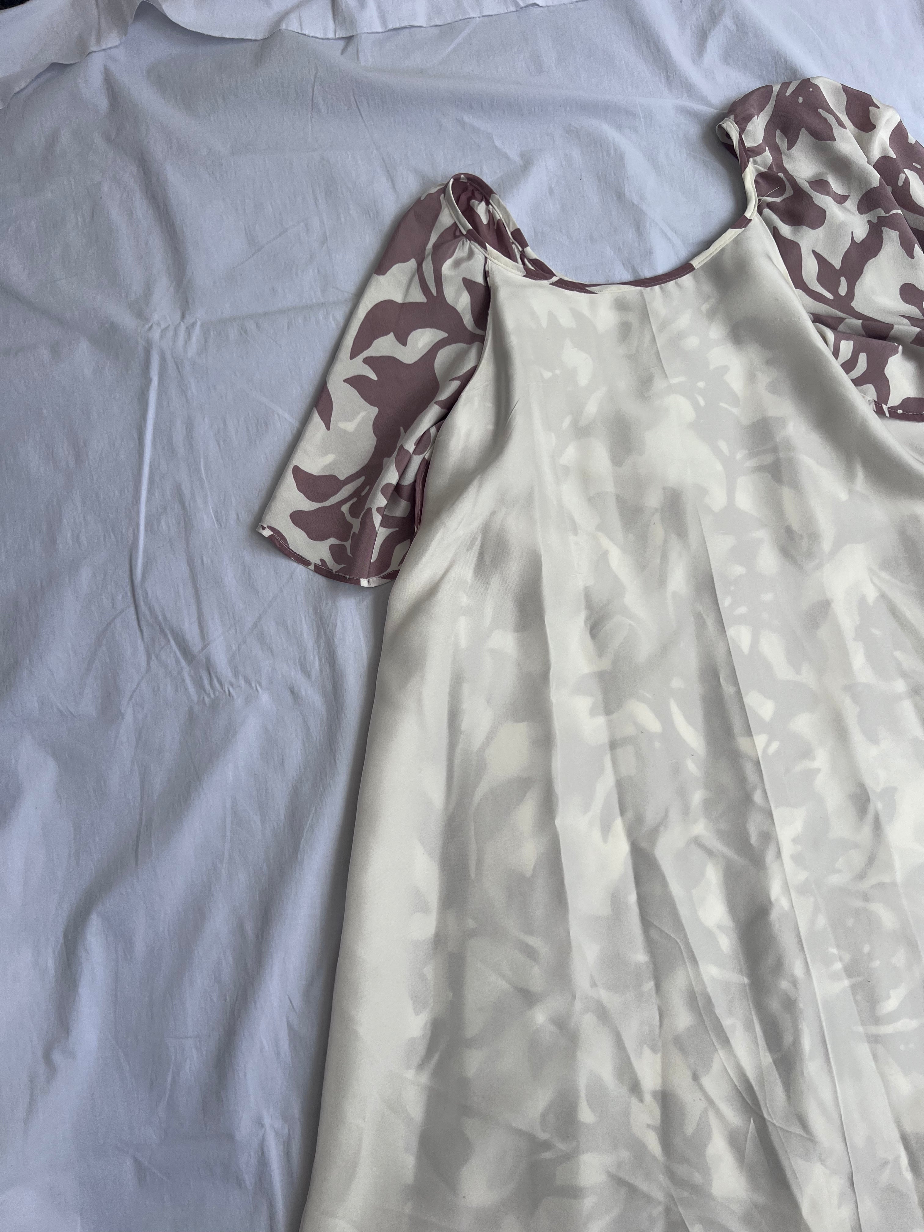 Printed Silk Frill Neckline Size 10