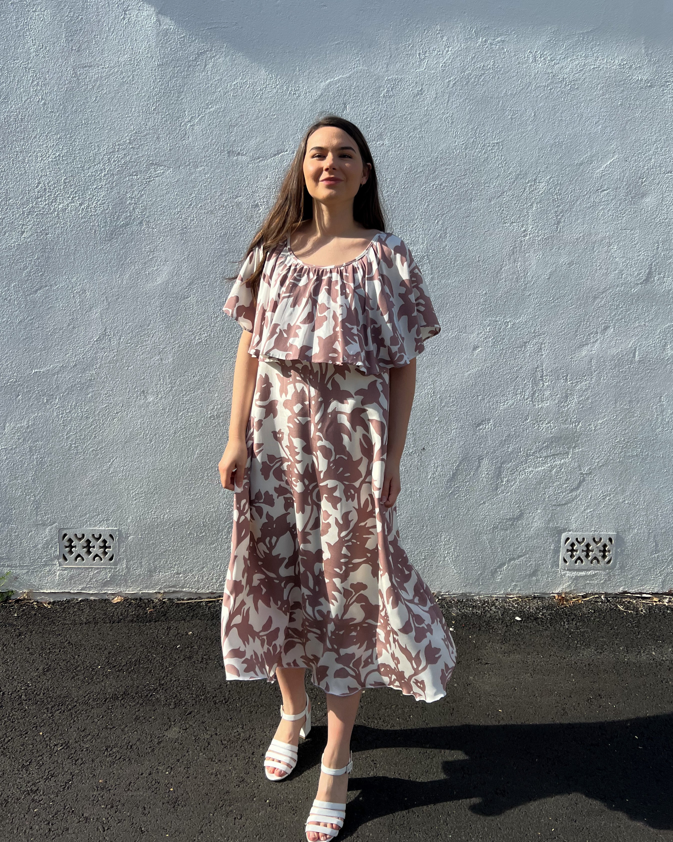 Printed Silk Frill Neckline Size 10