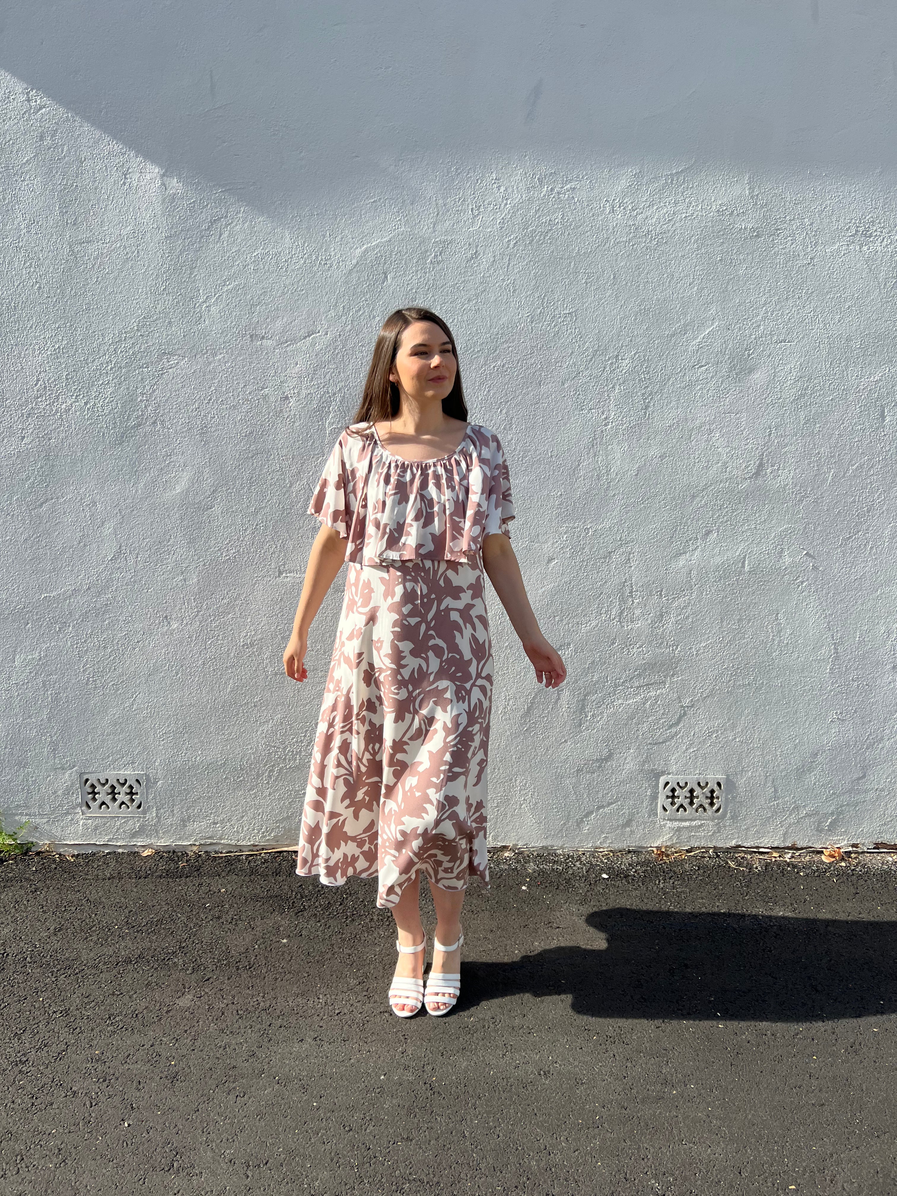 Printed Silk Frill Neckline Size 10