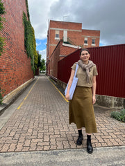 Olive Linen Clo Bias Skirt Size 10