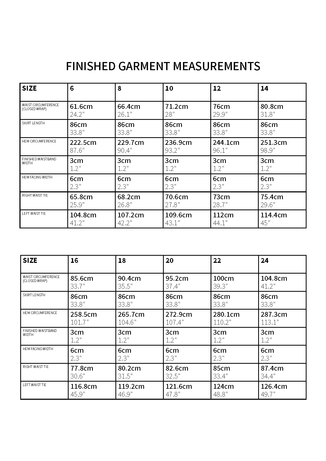 Ren Wrap Skirt PDF Pattern Size 6-24