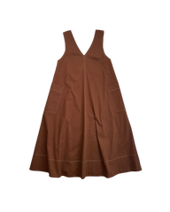 Brown Drill Ora Pinafore Size 10 (with pockets)