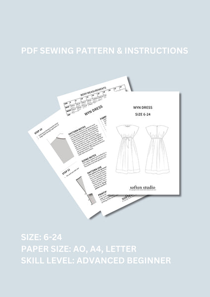 Wyn Dress PDF Pattern Size 6-24 – Soften Studio